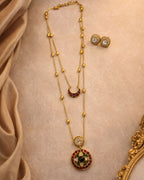 Noor Dual Layer Kundan Necklace & Earrings Set | Women’s Multi-Color Gold Plated Festive Statement Jewellery