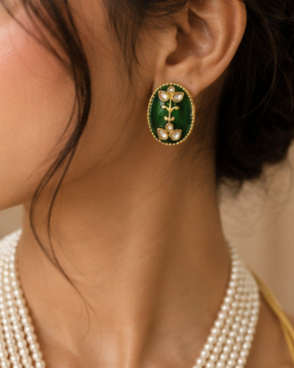 Gulnaar Pearl Pendant Necklace Set | 18K Gold Plated Pearl & Enamel Festive Jewellery