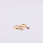 Birthstone Baguette Huggies: 18K Gold Plated
