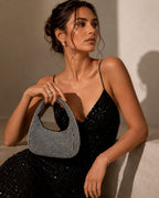 Midnight Crystal Shoulder Bag Rhinestone Mini Hobo Multipurpose Bag