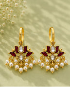 Premium Kundan & Pearl Bugadi Ear Cuffs | Traditional & Festive Jewellery Cubic Zirconia Alloy Cuff Earring, Drops & Danglers
