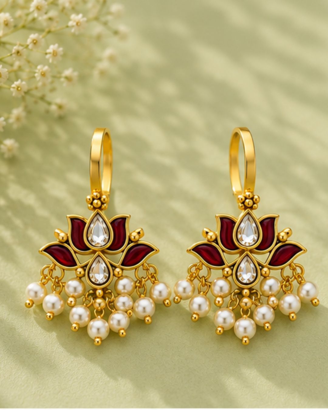 Premium Kundan & Pearl Bugadi Ear Cuffs | Traditional & Festive Jewellery Cubic Zirconia Alloy Cuff Earring, Drops & Danglers