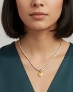 Pink Heart Tennis Chain Necklace | Premium Anti-Tarnish Heart Pendant Necklace | Trendy Everyday Statement Jewellery