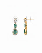 Emerald Halo Link Necklace Set | 18K Gold Plated Green & White Stone Studded Indian Cocktail Jewellery