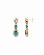 Emerald Halo Link Necklace Set | 18K Gold Plated Green & White Stone Studded Indian Cocktail Jewellery