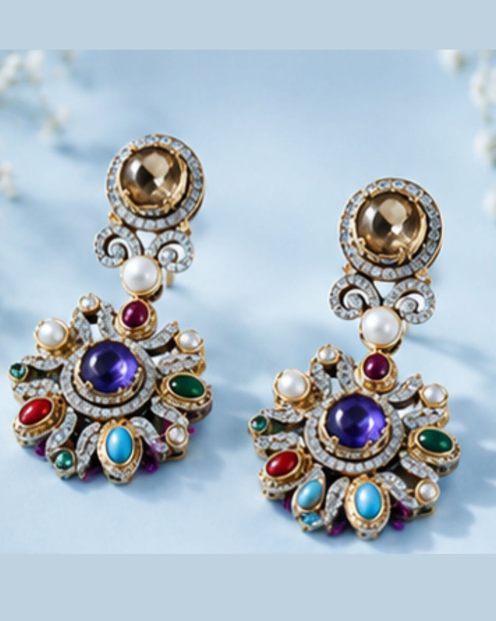 Sabhyaraa Heritage Multicoloured Stone Heavy Set | Bridal Statement Jewellery