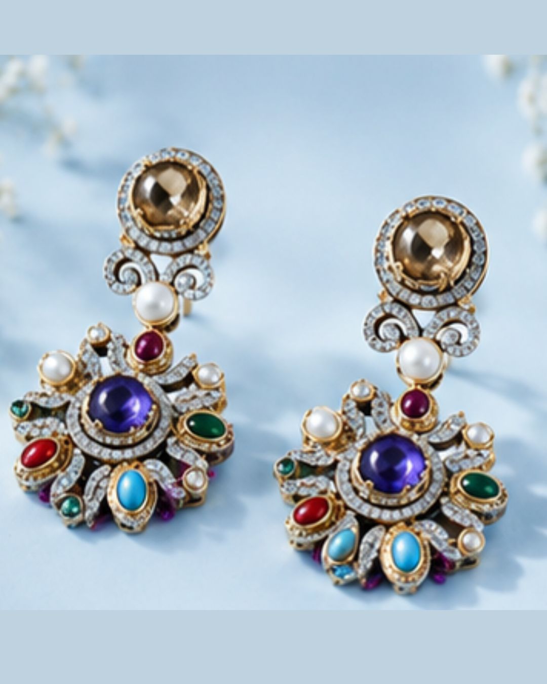 Sabhyaraa Heritage Multicoloured Stone Heavy Set | Bridal Statement Jewellery