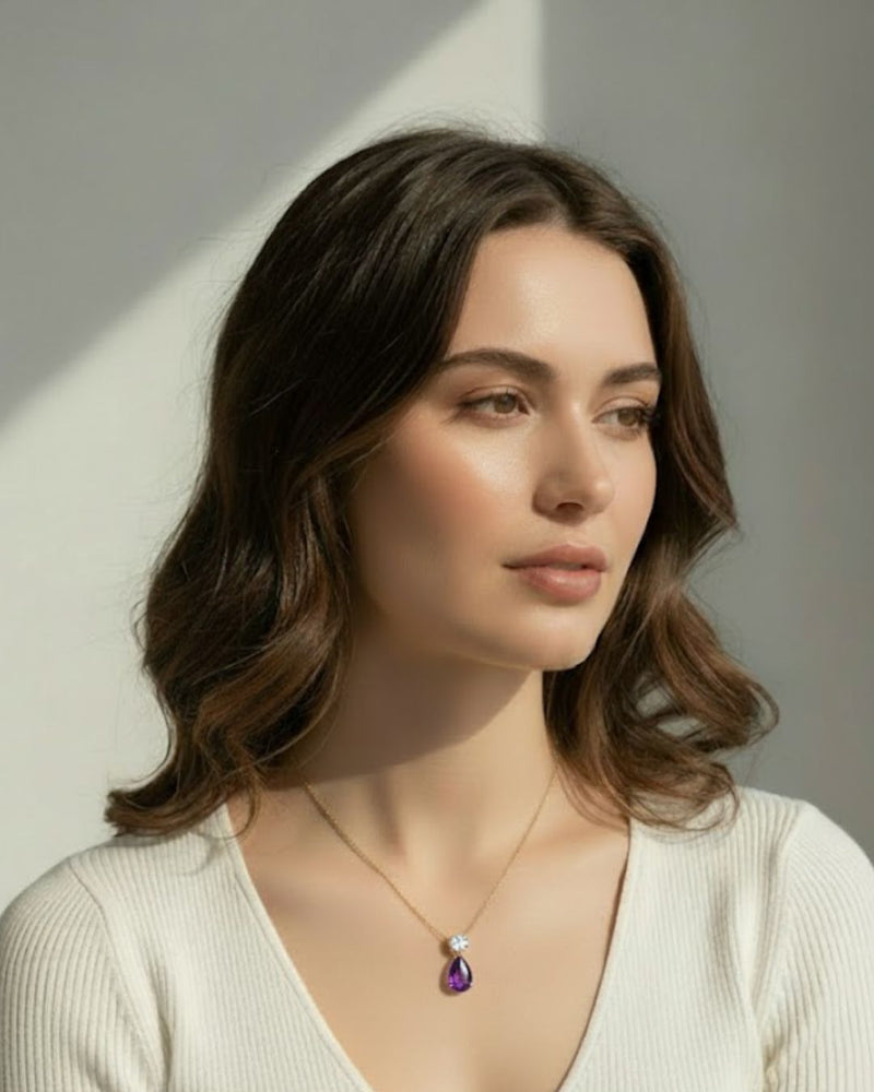 Birthstone Pear Pendant Necklace