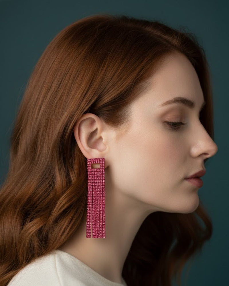 Pink Statement Rhinestone Danglers