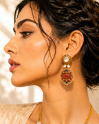 Rang Mahal Pink & Green Kundan Necklace Set | Multi-Color 18K Gold Plated Bridal & Festive Statement Jewellery