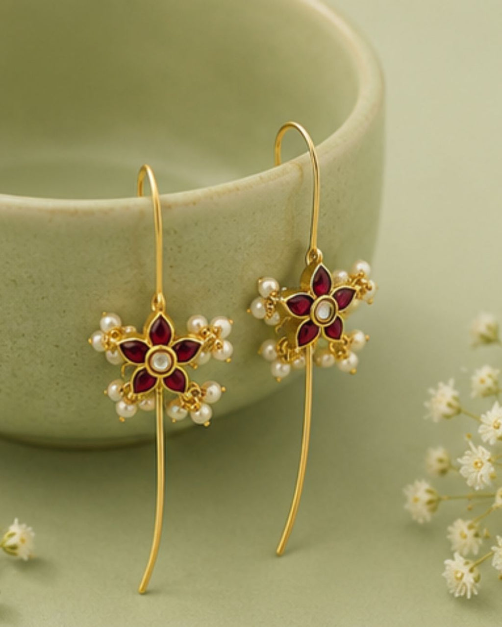 Pushpa Pearl Ear Cuff | Pearl Sui Dhaaga Earrings | 18K Gold Plated Jewellery