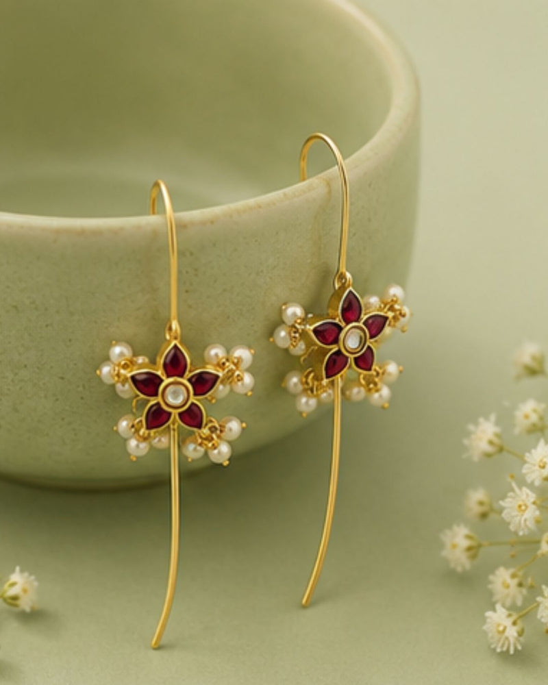 Pushpa Pearl Ear Cuff | Pearl Sui Dhaaga Earrings | 18K Gold Plated Jewellery
