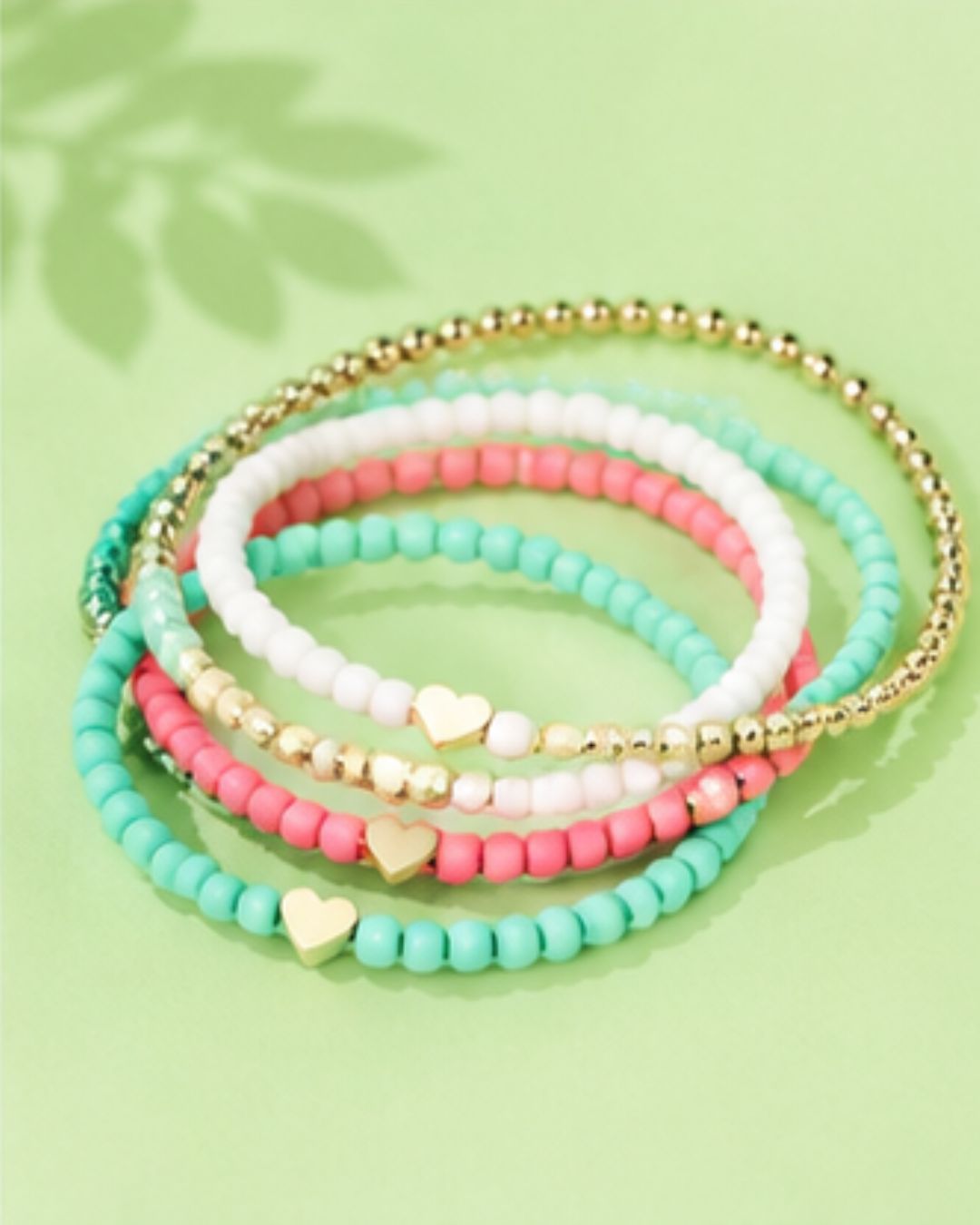Candy Hearts Bracelet Stack | Set of 4 Colorful Stretch Bracelets for Women