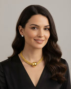 Gold Silver Multi-Strand Mesh Necklace with Statement Ball Pendant | Indo-Western Fusion Jewellery
