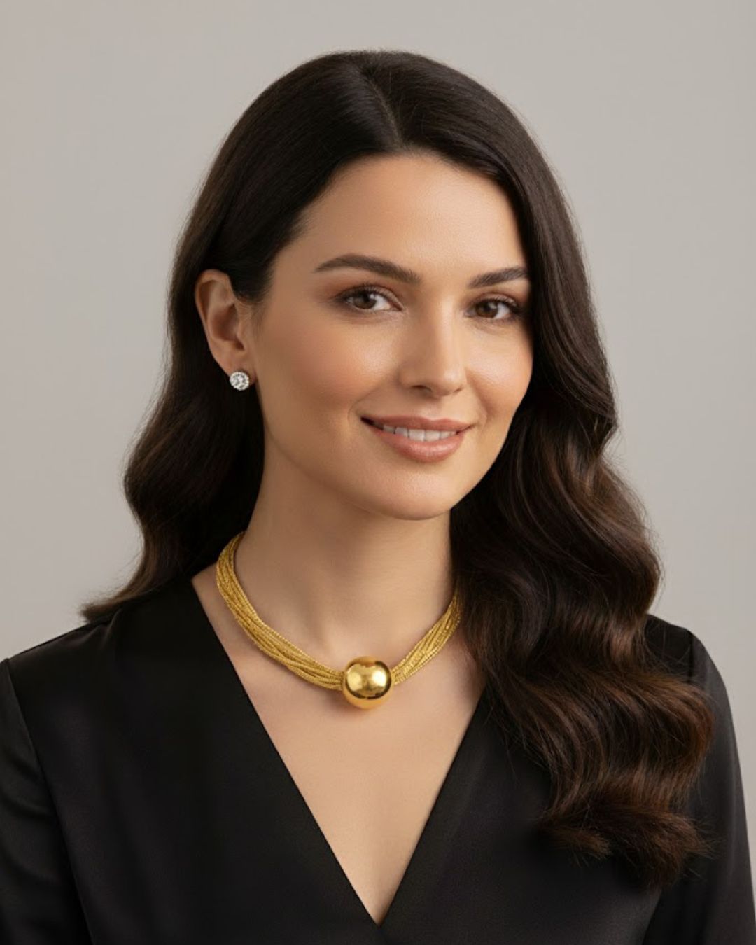 Gold Silver Multi-Strand Mesh Necklace with Statement Ball Pendant | Indo-Western Fusion Jewellery
