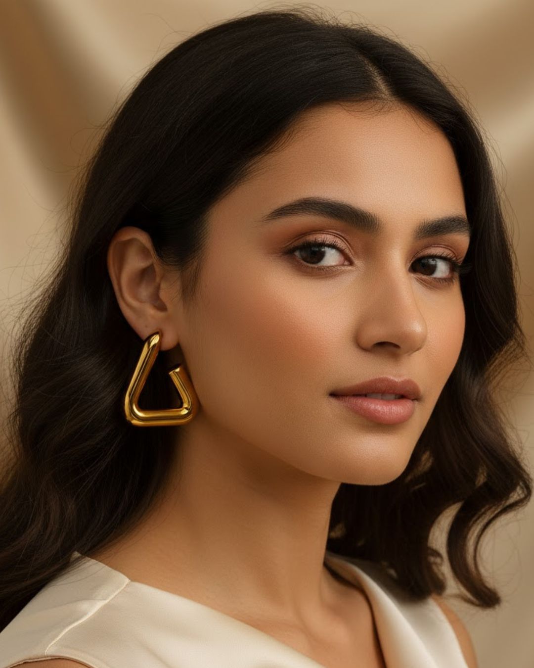 Gold and Silver Geometric Hoop Earrings | Sculptural Tubular Statement