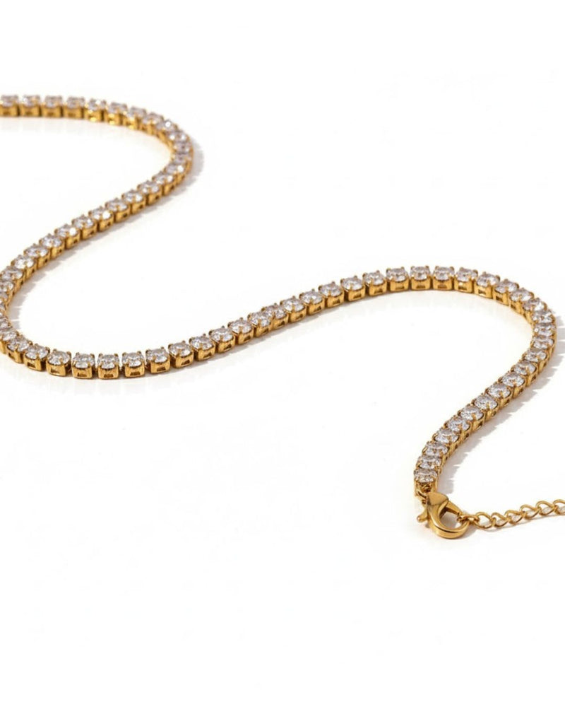 Sophia’s Tennis Necklace:Gold plated 3mm stone