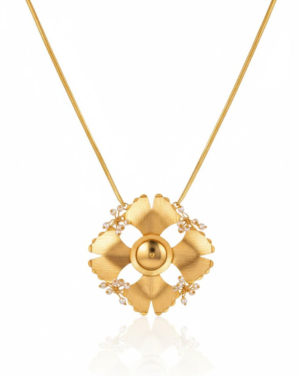 Gold Blossom Chain Necklace | 18K Gold Plated Floral Statement Necklace