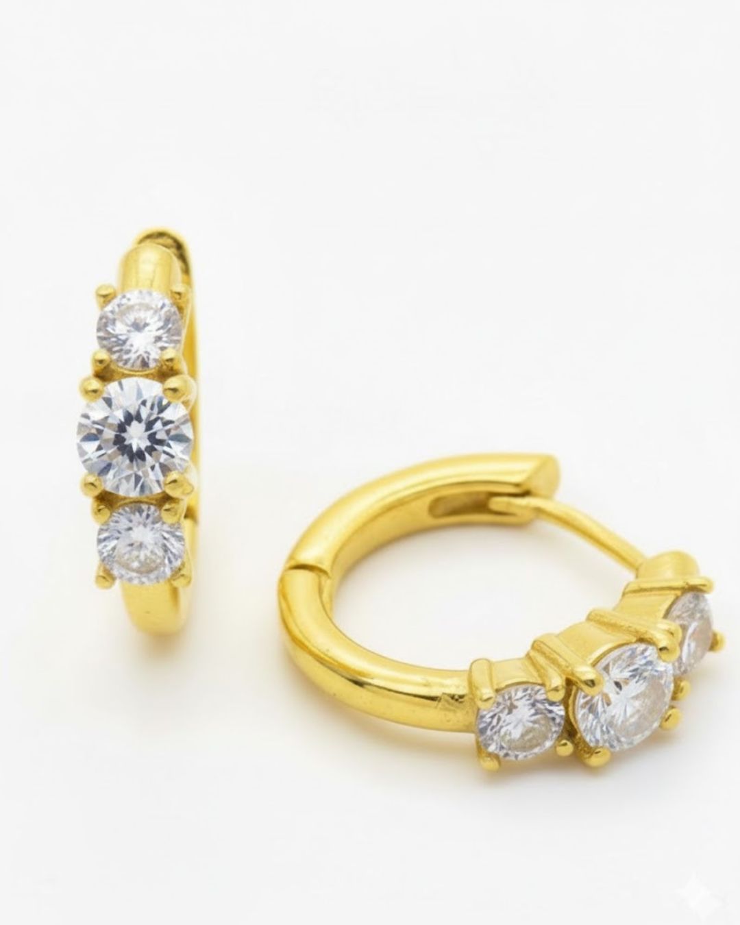 Prism Glow 3 Stone Huggie Earrings | 925 Silver Minimal Luxury Jewellery