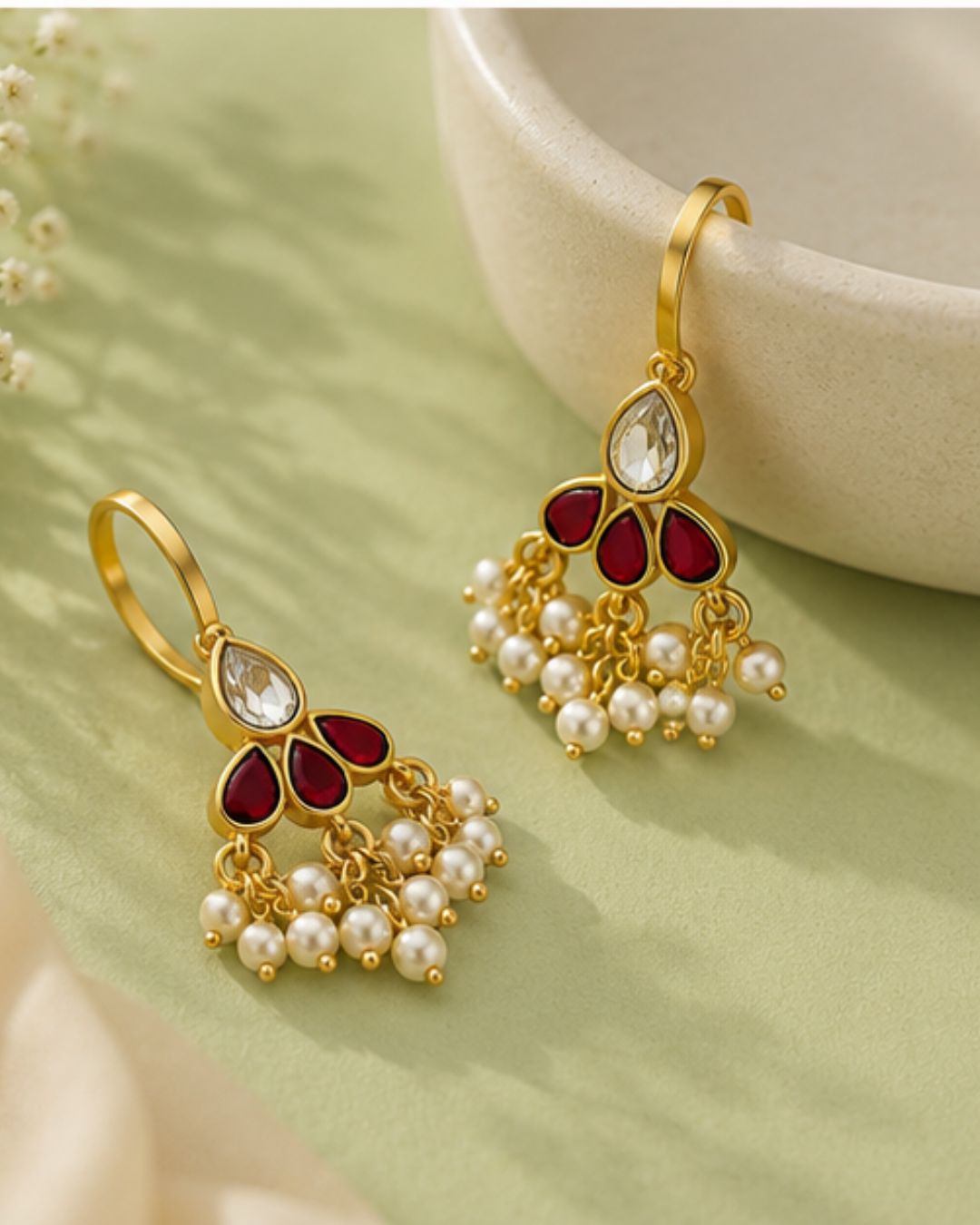Bugadi Style Kundan & Pearl Ear Cuffs | Traditional & Festive Jewellery Cubic Zirconia Alloy Cuff Earring