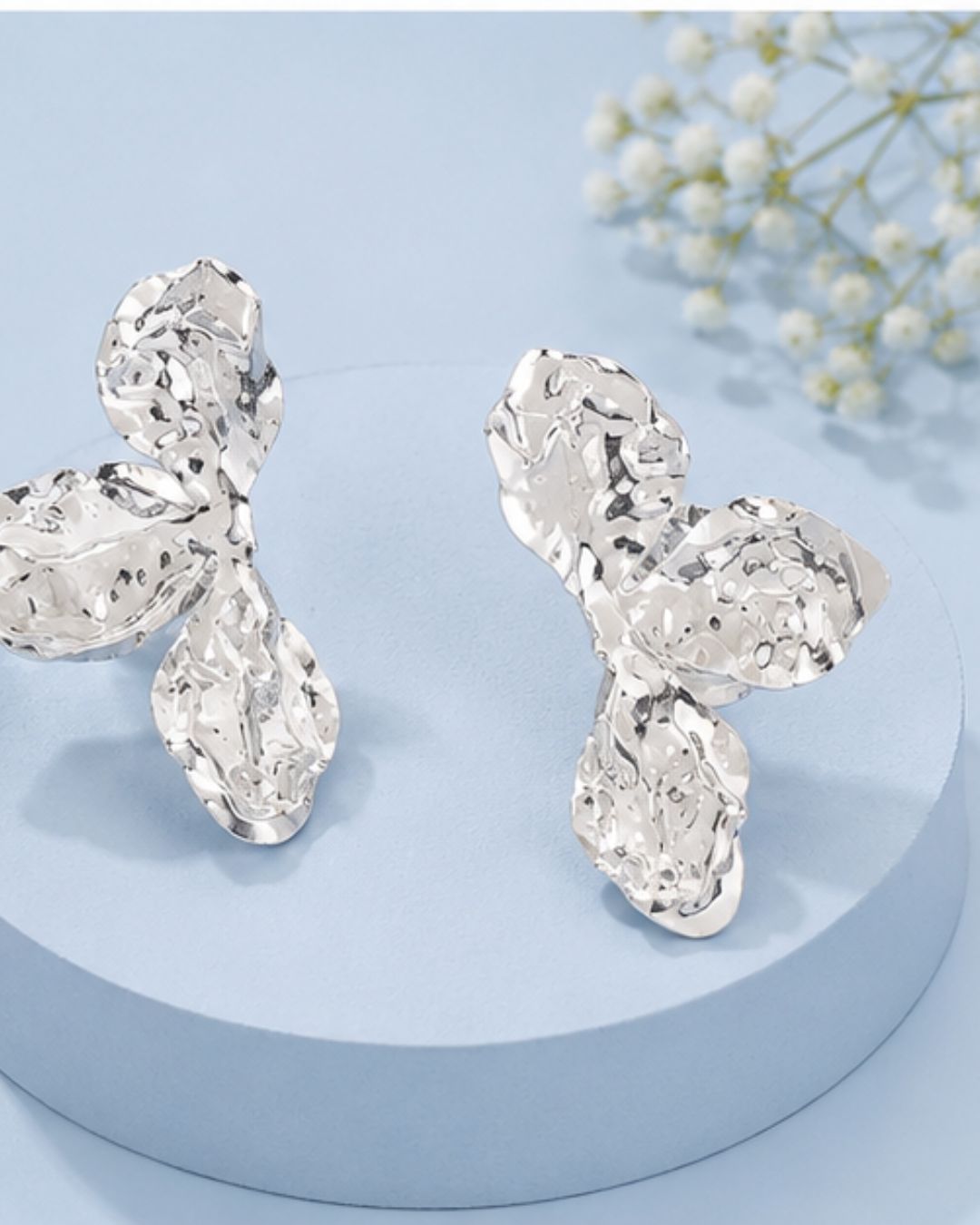 Hammered Floral Statement Earrings | Gold Plated Party Wear Drops & Danglers