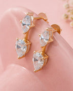 2-in-1 Stud & Drop Earrings | 18K Gold Plated Anti-Tarnish CZ Daily Wear Convertible Earrings