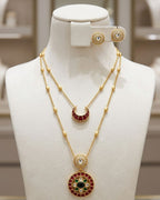 Noor Dual Layer Kundan Necklace & Earrings Set | Women’s Multi-Color Gold Plated Festive Statement Jewellery