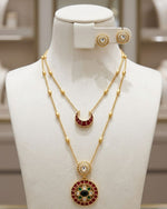 Noor Dual Layer Kundan Necklace & Earrings Set | Women’s Multi-Color Gold Plated Festive Statement Jewellery
