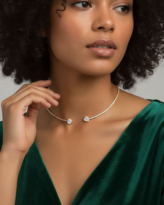 Amour Sculpt Collar Choker | Contemporary Party Wear Jewellery Hover Image