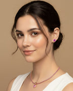Pink Heart Tennis Chain Necklace | Premium Anti-Tarnish Heart Pendant Necklace | Trendy Everyday Statement Jewellery