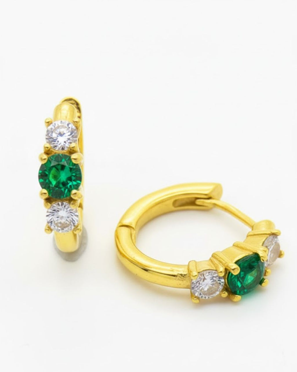 Prism Glow 3 Stone Huggie Earrings | 925 Silver Minimal Luxury Jewellery