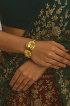 Golden Blossom Cuff Bracelet | 18K Gold Plated Floral Statement Open Cuff