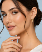 White Green Red Stone Huggie Earrings in 925 Sterling Silver | Minimal Luxe 18K Gold Plated Hoops
