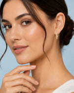 White Green Red Stone Huggie Earrings in 925 Sterling Silver | Minimal Luxe 18K Gold Plated Hoops