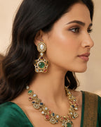Sabhyaraa Heavy Multicoloured Bridal Designer Set | Royal Indo-Western Wedding Statement Jewellery