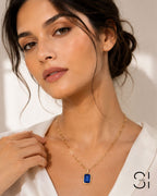 Aurelia Emerald Cut Pendant Necklace | 18K Gold Plated Crystal Pendant Necklace