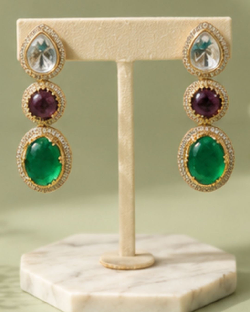 Sabhyaraa Royal Navratna Kundan Bridal Set (Necklace & Earrings) | Heavy 18K Gold Plated Jewellery