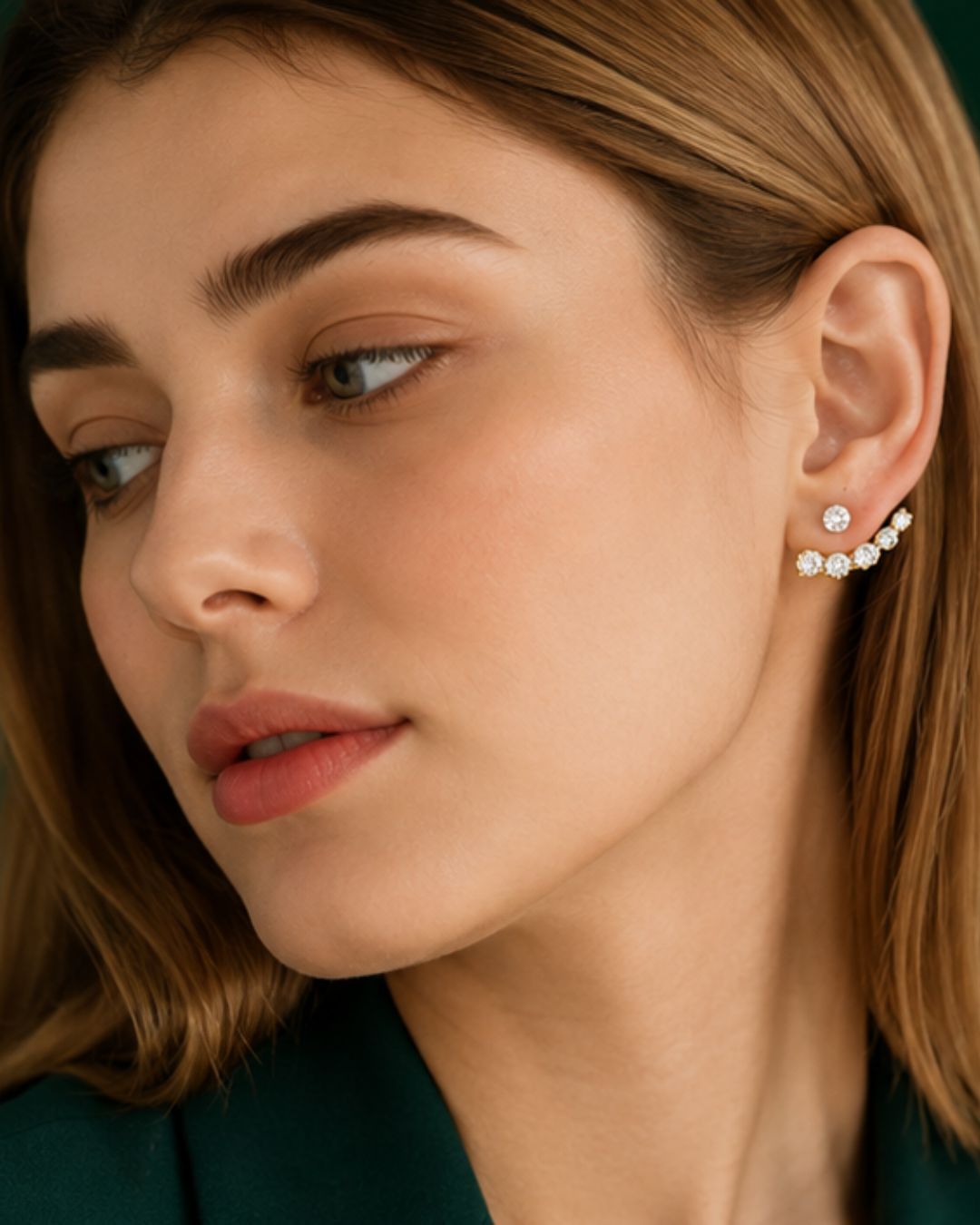 Celeste CZ Ear Jacket Earrings | 18K Gold Plated Cubic Zirconia Stud Earrings