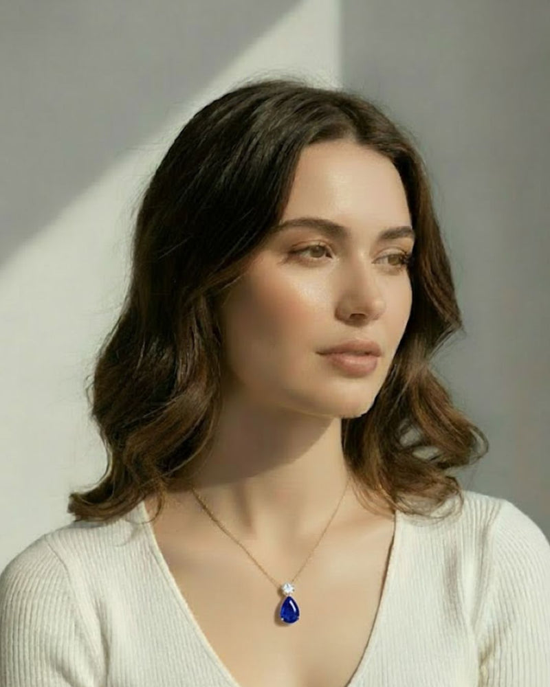 Birthstone Pear Pendant Necklace