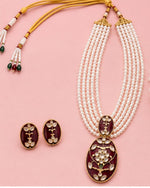 Gulnaar Pearl Pendant Necklace Set | 18K Gold Plated Pearl & Enamel Festive Jewellery