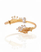 Blossom Pearl Cuff Bracelet | 18K Gold Plated Resizable Pearl Statement Cuff