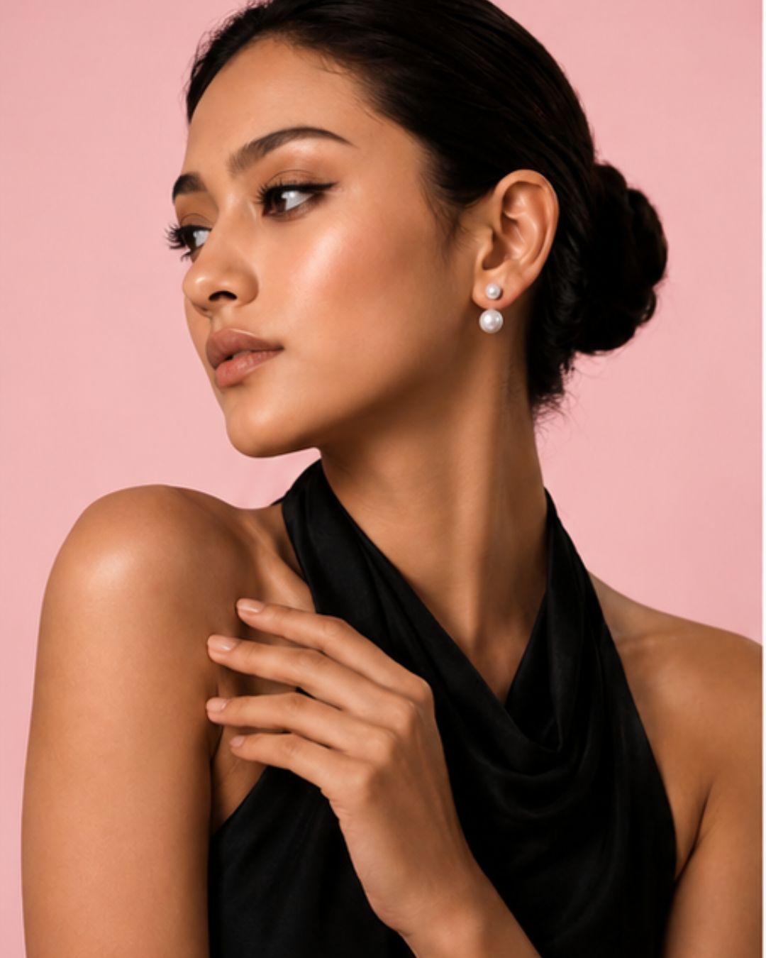 Luna Pearl Ear Jacket Earrings | 18K Gold Plated Double Pearl Stud Earrings