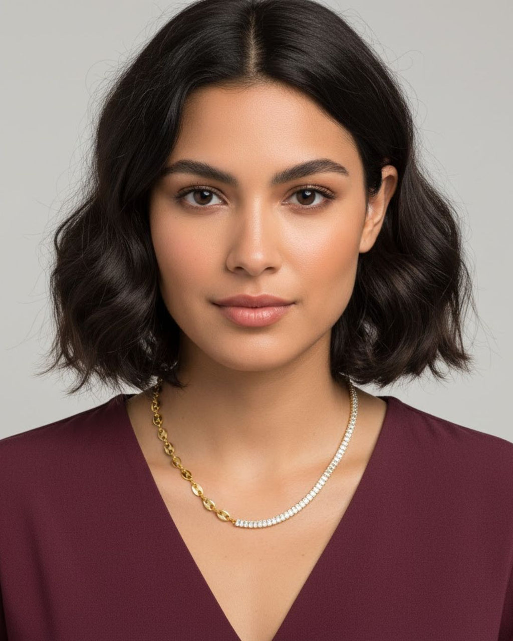 Dual Layer Chain Necklace | 18K Gold Plated Layered Snake & Link Chain Necklace