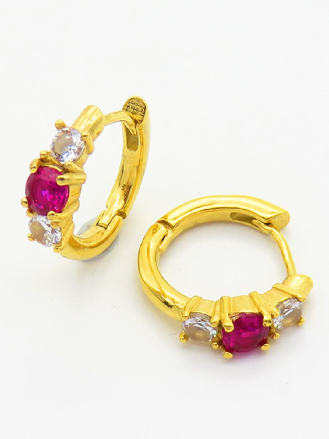 Prism Glow 3 Stone Huggie Earrings | 925 Silver Minimal Luxury Jewellery