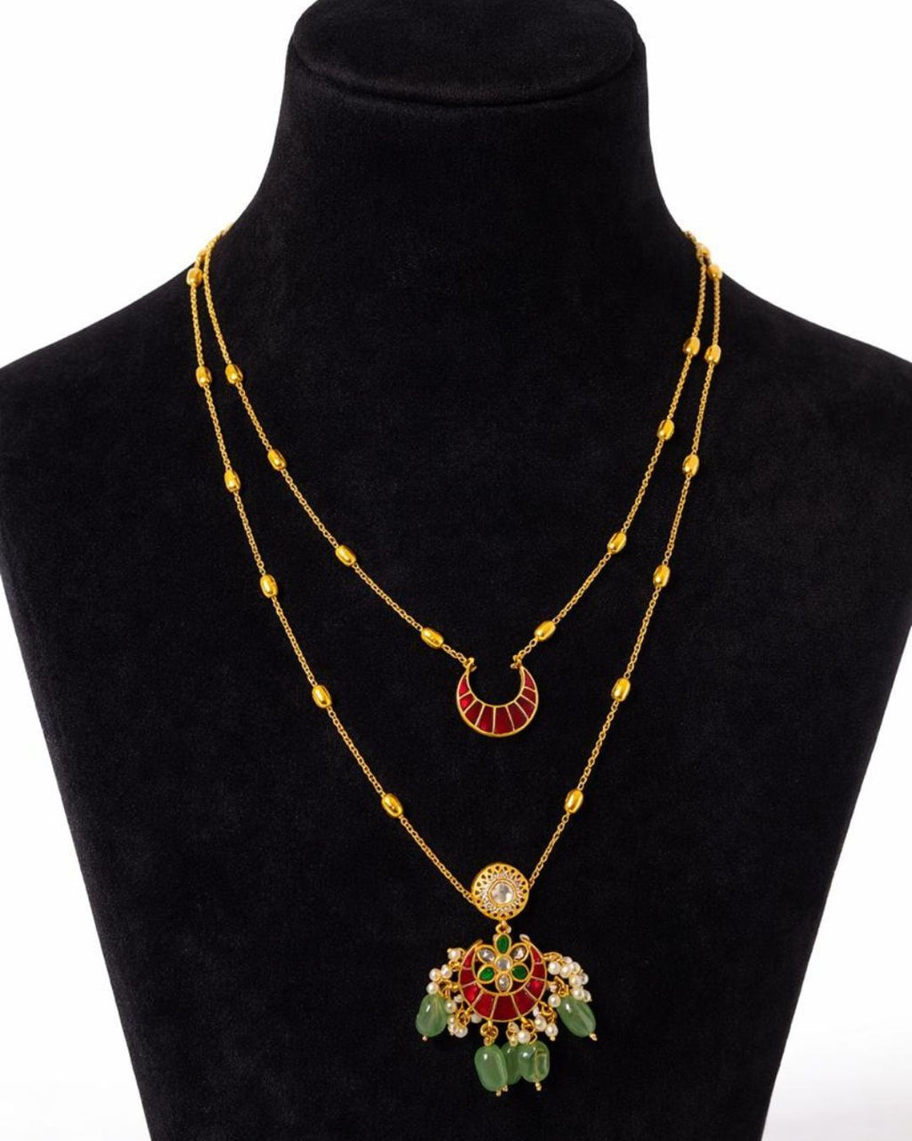 Noor Chand Kundan Necklace & Earrings Set | Women’s Multi-Color Double Layer 18K Gold Plated Festive Jewellery