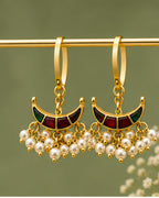 Noor Arc Enamel Pearl Ear Cuffs | Bugadi Style Enamel & Pearl Ear Cuffs | Traditional & Festive Statement Jewellery