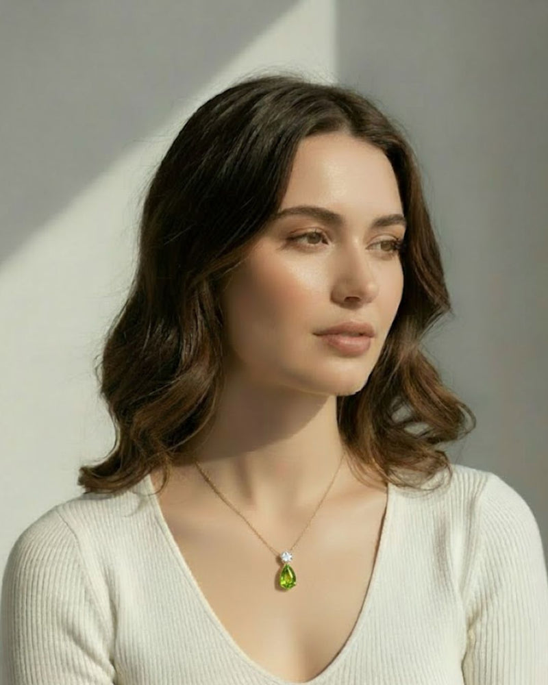 Birthstone Pear Pendant Necklace