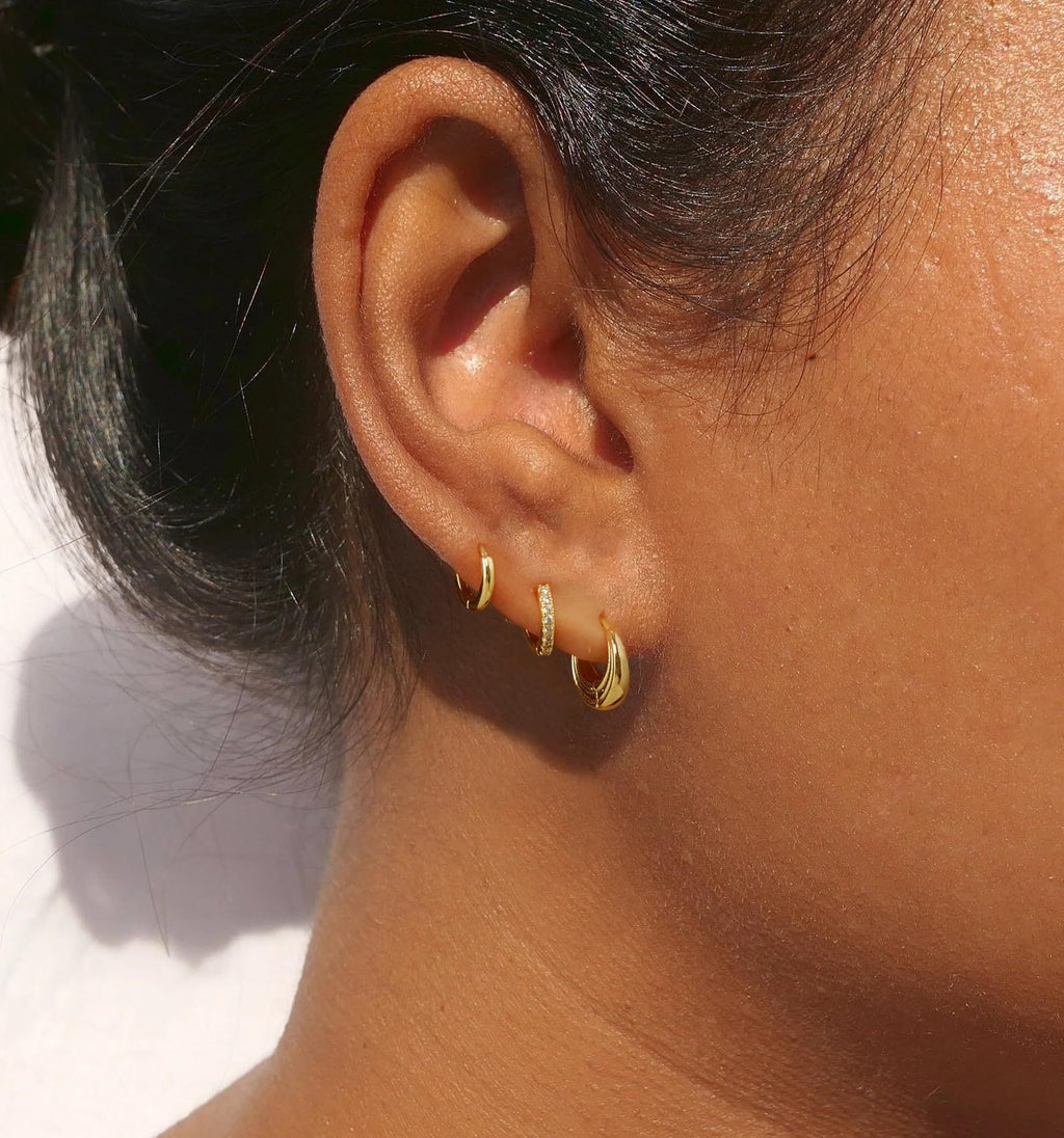 Trio Chic Set of 3 Huggie Earrings | Gold Plated Anti-Tarnish Hoop Earrings Set