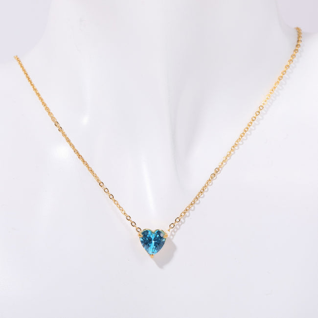 Birthstone Heart shaped Pendant Necklace Main Image