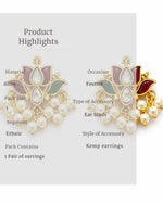 Padma Mini Lotus Kundan Pearl Stud Earrings | Delicate Lotus Kundan Studs | Traditional & Festive Jewellery